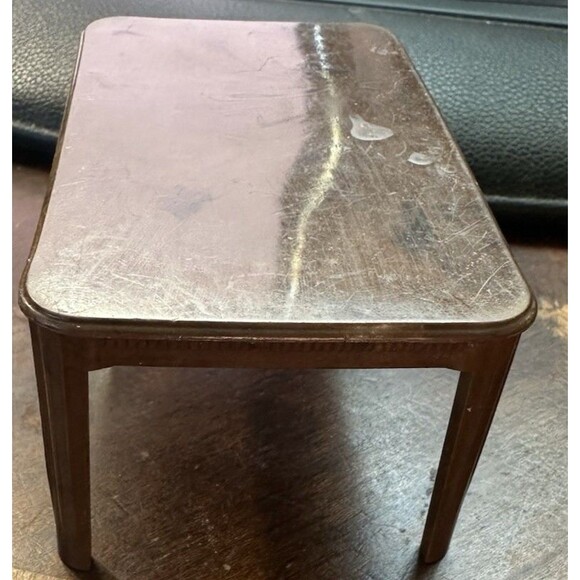 Vintage Plastic Dollhouse Furniture Dining Rectangle Brown Kitchen Table - Picture 5 of 5